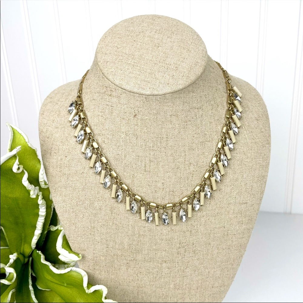 J. Crew Cluster Drop Crystal Stone Necklace
